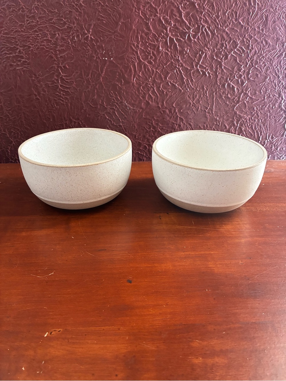Anthropologie Minimal Speckled Stoneware Bowl Set of 2 — Neutral Cream and Tan